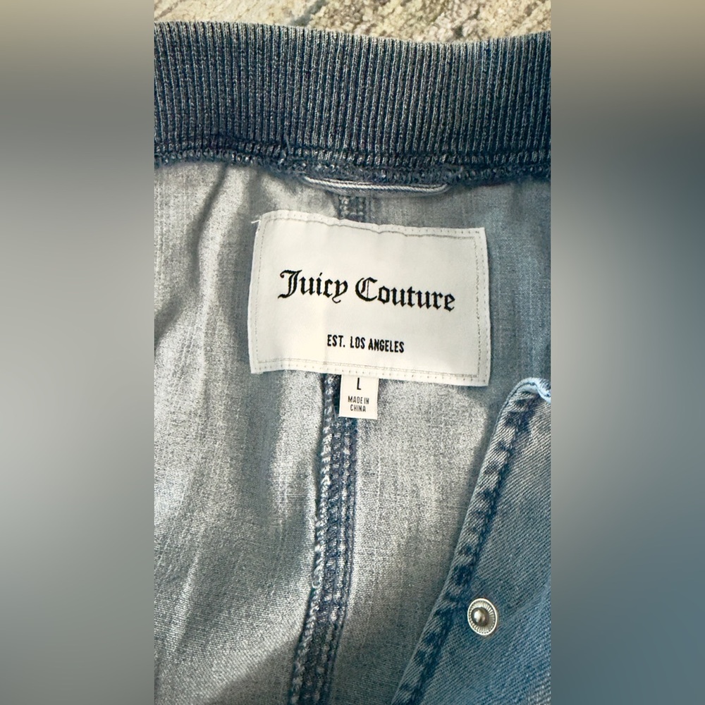 NEW Juicy Couture Light Washed Denim Bomber Jacket - Picture 3 of 5